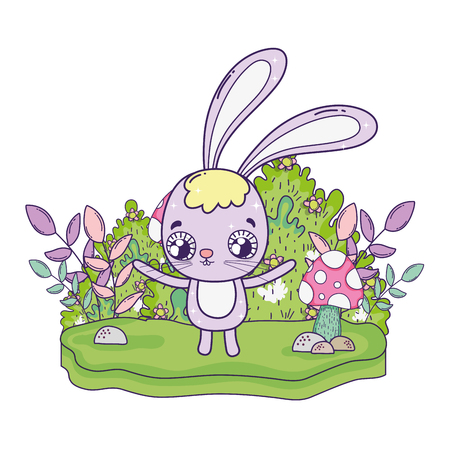 cute rabbit valentines day card vector illustration designのイラスト素材