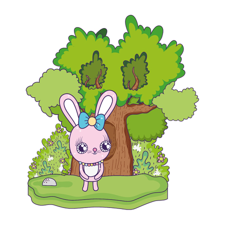 cute rabbit girl valentines day vector illustration designのイラスト素材
