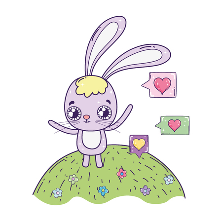 cute rabbit valentines day card vector illustration designのイラスト素材