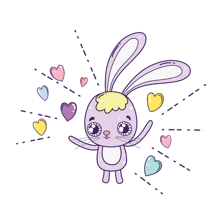 cute rabbit valentines day card vector illustration designのイラスト素材