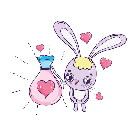 cute rabbit valentines day card vector illustration designのイラスト素材