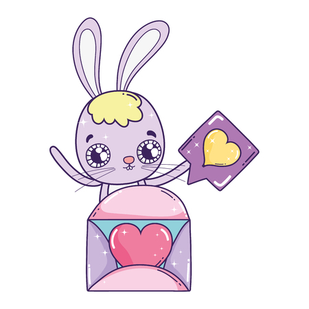 cute rabbit valentines day with envelope vector illustration designのイラスト素材