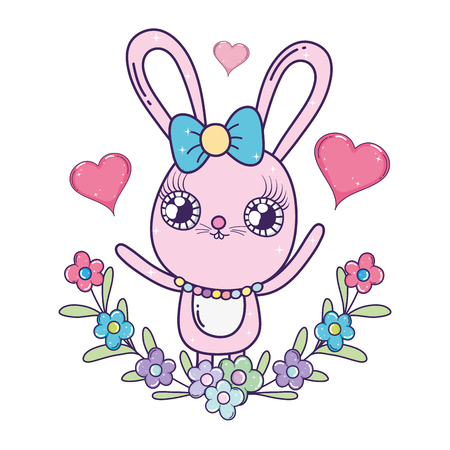 cute rabbit girl valentines day vector illustration designのイラスト素材