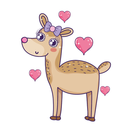 cute love female deer character vector illustration designのイラスト素材