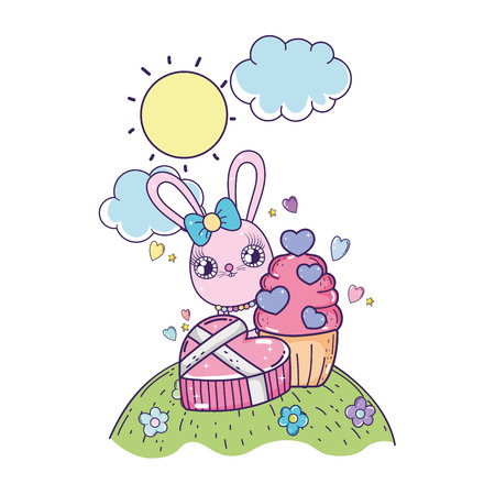 cute rabbit girl valentines day vector illustration designのイラスト素材