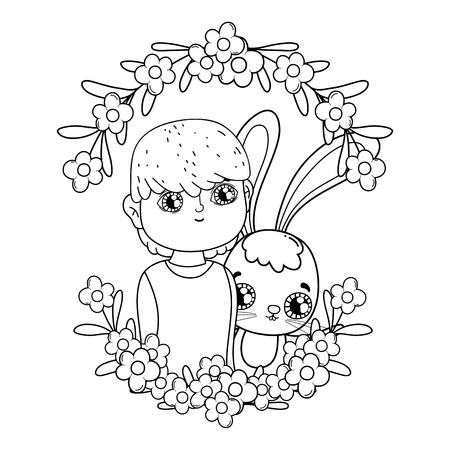 young cute lover boy character vector illustration designのイラスト素材