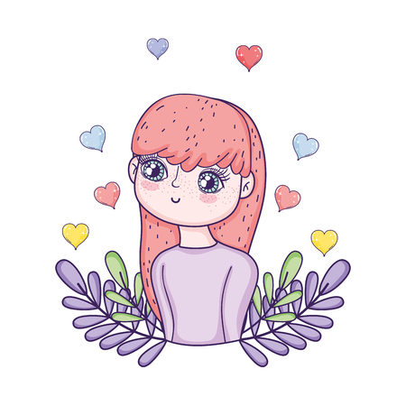 young cute girl lover with hearts floating vector illustration designのイラスト素材