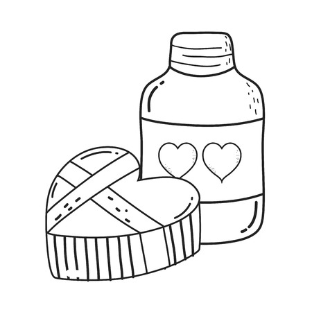 cute mason jar with love heartsのイラスト素材