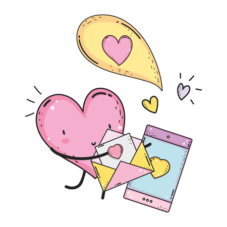 heart love kawaii character vector illustration designのイラスト素材