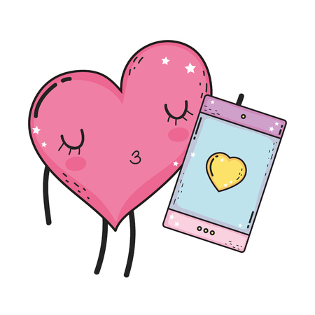 heart love kawaii character vector illustration designのイラスト素材