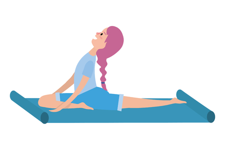fit woman practicing yoga over yoga mat cartoon vector illustration graphic designのイラスト素材
