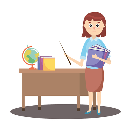 elementary school teacher cartoon vector illustration graphic designのイラスト素材