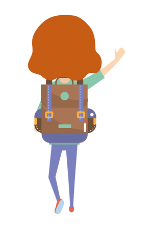 elementary school girl cartoon vector illustration graphic designのイラスト素材