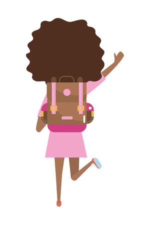 elementary school girl cartoon vector illustration graphic designのイラスト素材