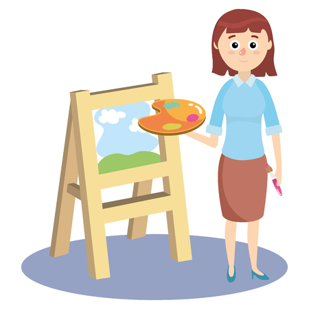 elementary school teacher cartoon vector illustration graphic designのイラスト素材
