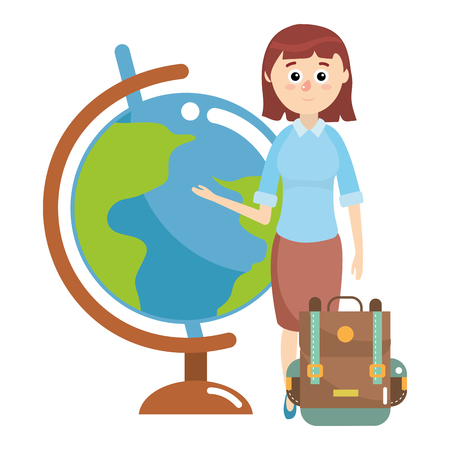 elementary school teacher cartoon vector illustration graphic designのイラスト素材