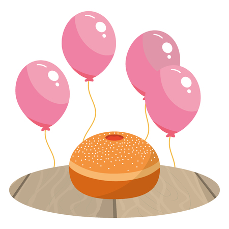 Cake and balloons birthday partyのイラスト素材