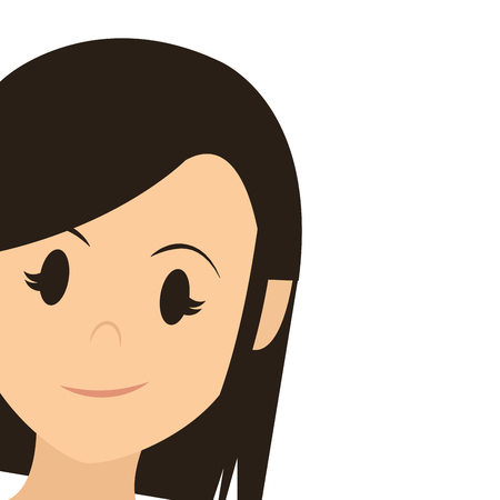Young woman smiling cartoon face vector illustration graphic designのイラスト素材