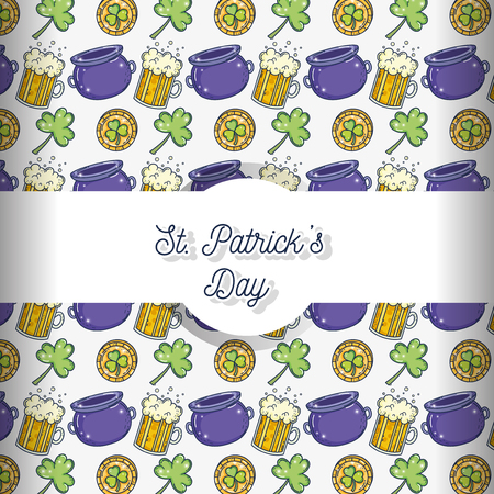 beer glass with gold coin and cauldron background vector illustrationのイラスト素材