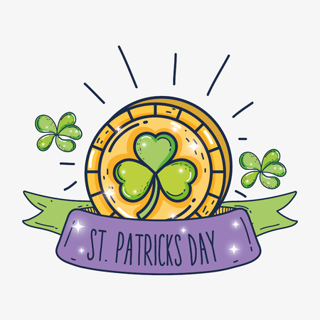 clover coin to st patrick celebration event vector illustrationのイラスト素材