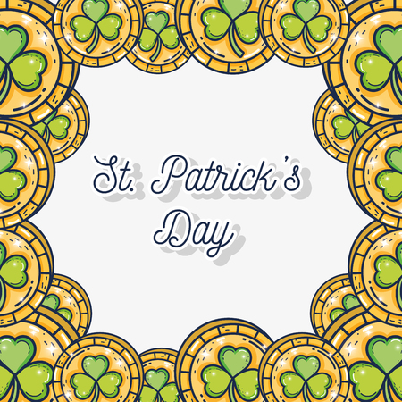 clover gold coins decoration background vector illustrationのイラスト素材