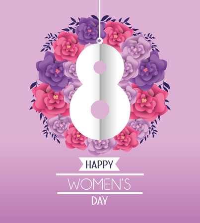 eight with roses to womens day celebration vector illustrationのイラスト素材