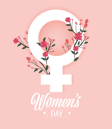 women sign with roses plants to celebration event vector illustrationのイラスト素材