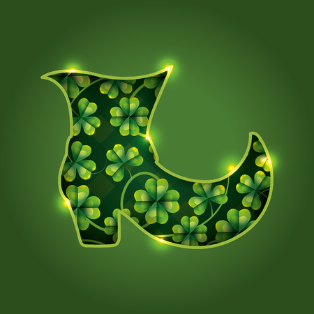 st patrick boot label decoration with clovers vector illustrationのイラスト素材