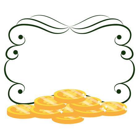st patricks day golden coins wreath cartoon vector illustration graphic designのイラスト素材