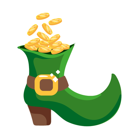 st patricks day with boot and golden coins cartoon vector illustration graphic designのイラスト素材