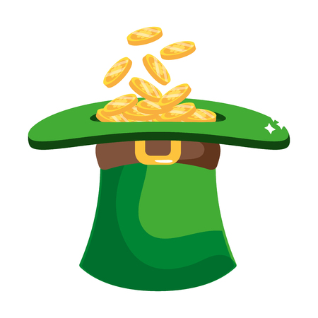 st patricks day leprechaun hat with gold coins cartoon vector illustration graphic designのイラスト素材
