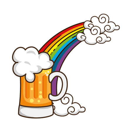 st patricks day leprechaun beer with rainbow cartoon vector illustration graphic designのイラスト素材