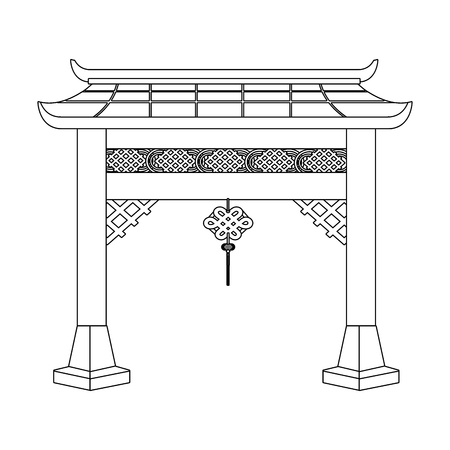 chinese gate cartoon vector illustration graphic designのイラスト素材