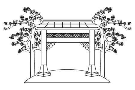 chinese gate cartoon vector illustration graphic designのイラスト素材