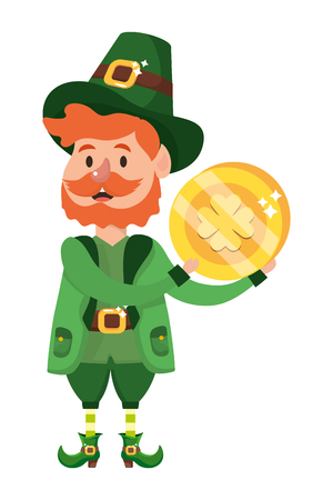 st patricks day leprechaun with coin cartoon vector illustration graphic designのイラスト素材
