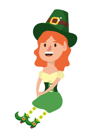 st patricks day leprechaun woman cartoon vector illustration graphic designのイラスト素材