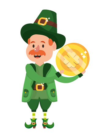 st patricks day leprechaun with coin cartoon vector illustration graphic designのイラスト素材