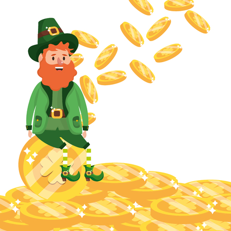 st patricks day leprechauns with golden coins cartoon vector illustration graphic designのイラスト素材
