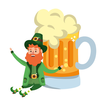 st patricks day leprechauns with beer glass cartoon vector illustration graphic designのイラスト素材