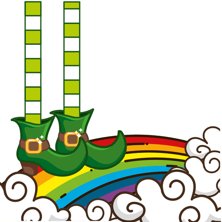 st patricks day rainbow with boots and socks cartoon vector illustration graphic designのイラスト素材