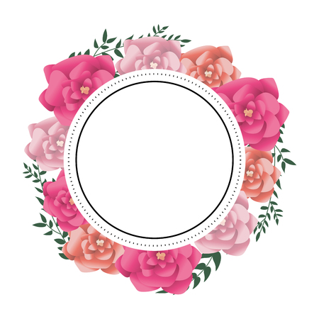flowers round frame vector illustration graphic designのイラスト素材