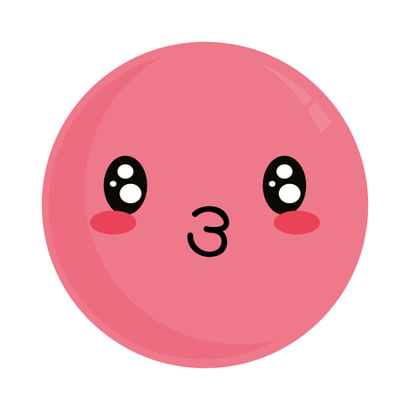 cute kawaii lovely emoticon face kissing cartoon vector illustration graphic designのイラスト素材