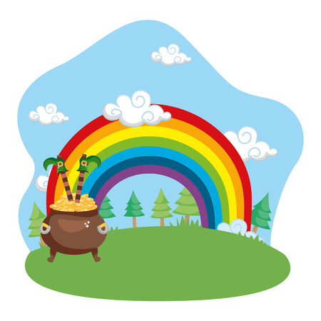 leprechaun gold rainbow vector illustrationのイラスト素材