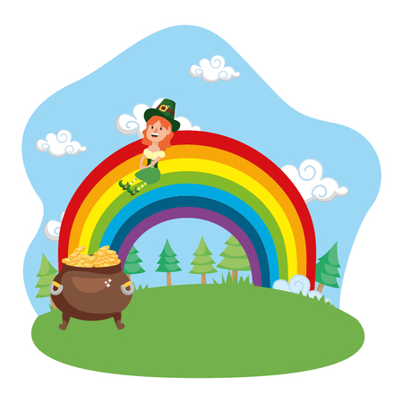 leprechaun gold rainbow vector illustrationのイラスト素材