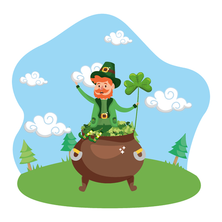 leprechaun pot clover lucky vector illustrationのイラスト素材
