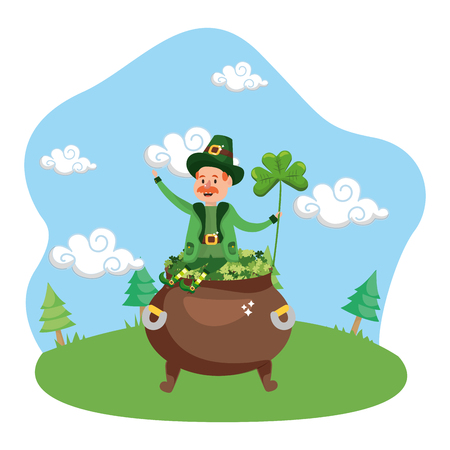 leprechaun pot clover lucky vector illustrationのイラスト素材