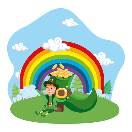 leprechaun gold rainbow vector illustrationのイラスト素材