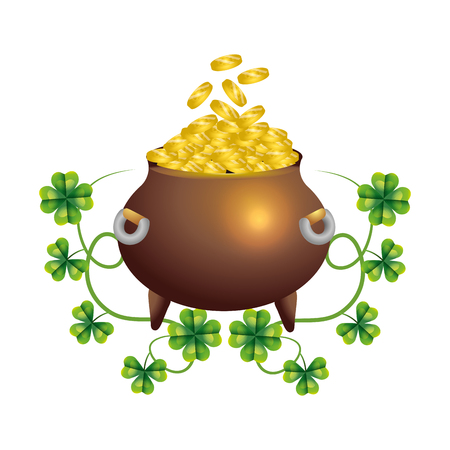 pot gold clover wealth vector ilustrationのイラスト素材