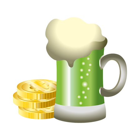 beer green gold coins vector ilustrationのイラスト素材