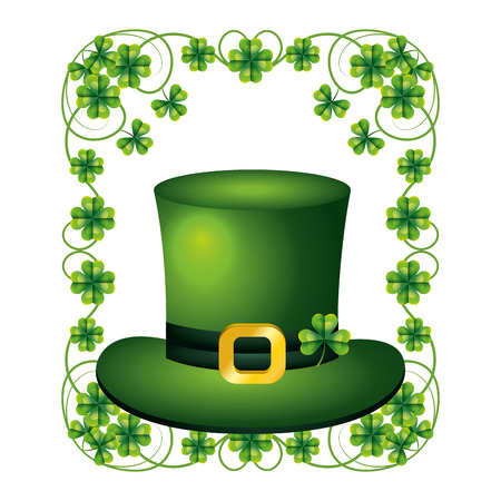 leprechaun hat clover frame vector ilustrationのイラスト素材